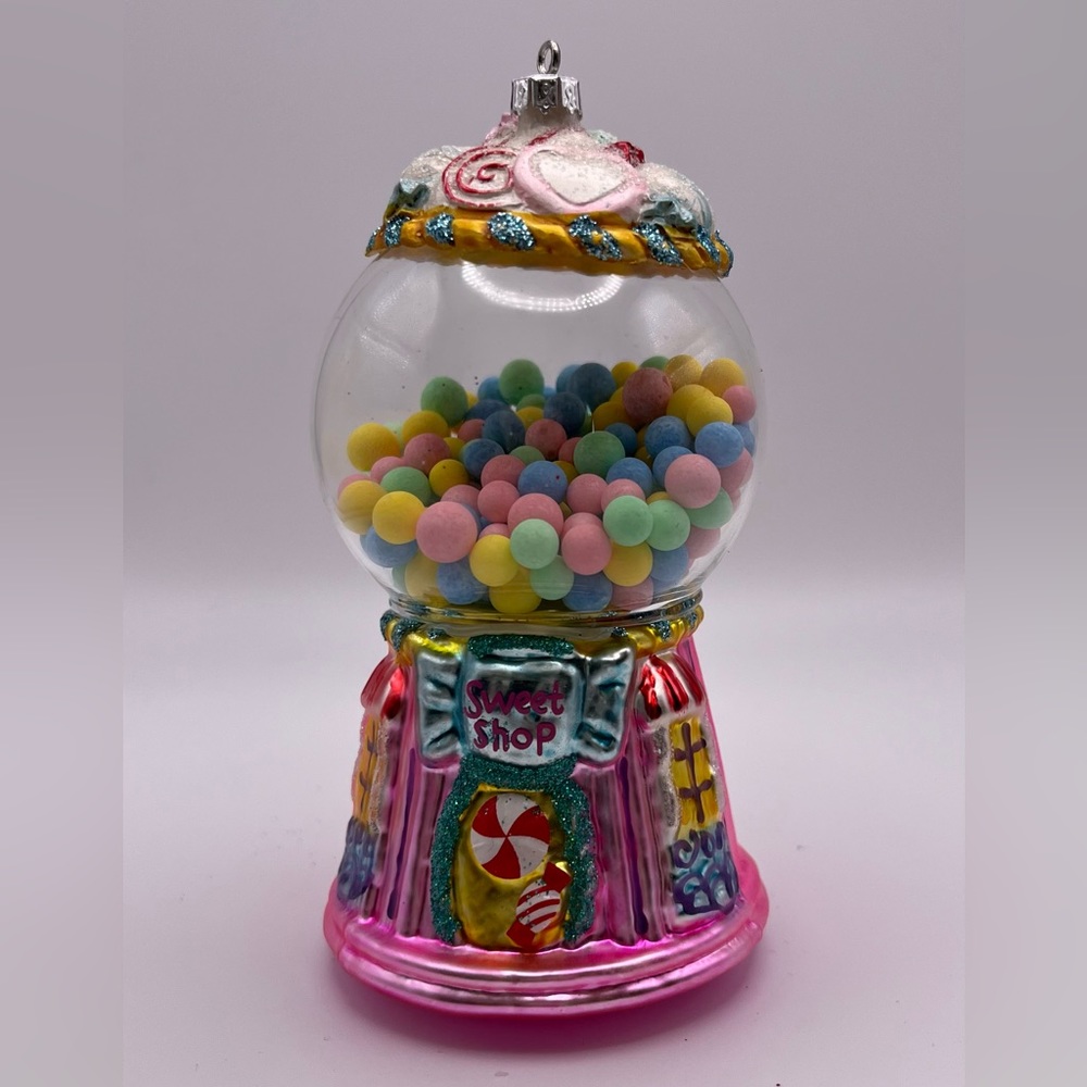 4 Bubble gum machine glass ornaments 4.5”